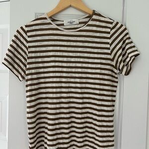 Women’s Brown and White Striped Shirt